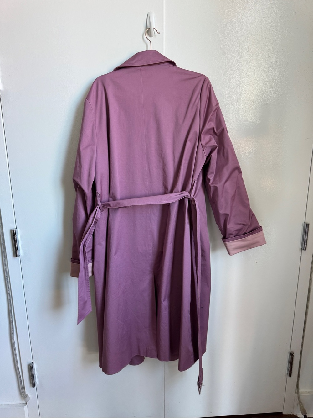 Womens Dusty Rose Double-Breasted Trench Coat - Picture 9 of 9
